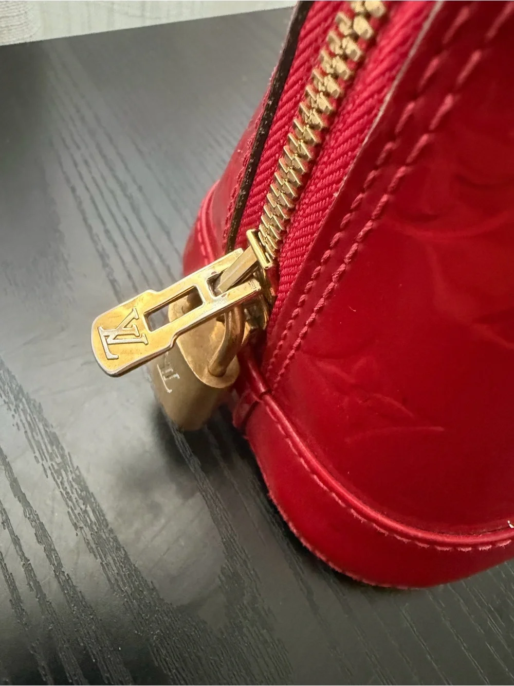 Louis Vuitton Red Vernis Alma BB Satchel
